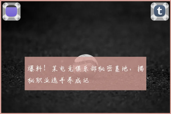 爆料！某电竞俱乐部秘密基地，揭秘职业选手养成记